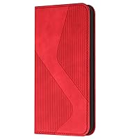 XYX Wallet Case for Samsung S24 Plus, Stripe Lines Pattern PU Leather Wallet Folio Card Holder Kickstand Shockproof Protective Case for Galaxy S24 Plus 5G, Red