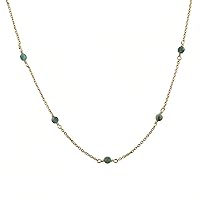 Handmade Design Natural Emerald. Gemstone Brass Necklace, 18k Gold Plated Brass Wire Wrapped Beaded Chains