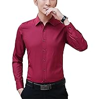 Mens Long Sleeve Dress Shirts Slim Fit Casual Business Formal Button Down Shirt Plus Size Workwear Wedding Shirts