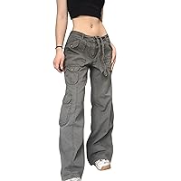 Multitrust Women Baggy Cargo Pants with Pocket Casual Goth Hip Hop Jogger Pants Loose Workout Pants Trousers