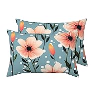 2 Pack Queen Size Pillow Cases with Envelope Closure Polka Dots Flowers Pillow Cover 20x30 Inches Soft Breathable Pillowcase for Hair and Skin, Sleeping Gift