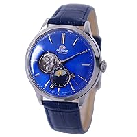 Sun & Moon Watch Men's Automatic Hand Winding Elegant Steel or Leather Wrist Watch with Day and Night Function