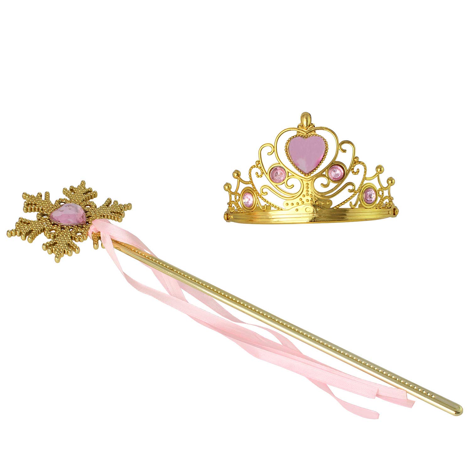 XiangGuanQianYing Princess Dress Up Princess Wands Tiaras and Crowns for Little Girls Snowflake Wand Set Pink