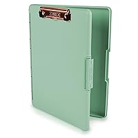 Dexas Slimcase 2 Storage Clipboard with Side Opening 12.5 x 9.5 in Sea Foam Green Rose Gold Clip. Organize in Style for Home, School, Work or Trades! Ideal for Teachers, Nurses, Students, Homeschool