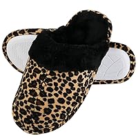 BPC Women Leopard Slippers Non slip Bedroom Home Memory Foam Spa Shoes
