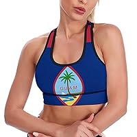 Guam US Flag Breathable Sports Bras for Women Workout Yoga Vest Underwear Crop Tops Gym