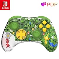 PDP REALMz™ Wireless Nintendo Switch Pro Controller, Customizable LED, 40 Hour Rechargeable Battery Power, 30 Foot Connection, Officially Licensed by Nintendo: Pikmin Clover Patch (Green)