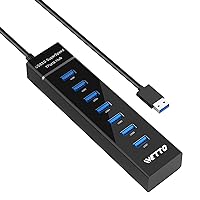 7-Port USB 3.0 Hub, IVETTO Data USB Hub Splitter with 3.3ft Long Cable for Laptop, PC, MacBook, Mac Pro, Mac Mini, iMac, Surface Pro and More