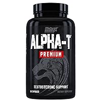 Alpha-T Premium Testosterone Booster for Men | Clinically Proven Testofen Fenugreek, KSM-66 & DIM | Muscle Growth, Strength, Male Vitality & Natural Estrogen Blocker 60 Count