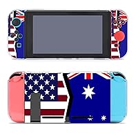 United States and Australia Flag Fashion Separable Case Compatible with Switch Anti-Scratch Dockable Hard Cover Grip Protective Shell