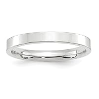 Jewels By Lux Solid 10k White Gold 3mm Standard Weight Flat Comfort Fit Wedding Ring Band Available in Sizes 5 to 7 (Band Width: 3 mm)