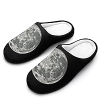 Full Moon Men's Cotton Slippers Memory Foam Washable Non Skid House Shoes