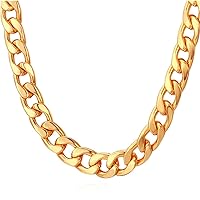 TUOKAY 18K Faux Gold Chain Necklace, 90s Punk Style Necklace Costume Jewelry, Hip Hop Turnover Chain Necklace, Stainless Steel (24 inches, 10mm)