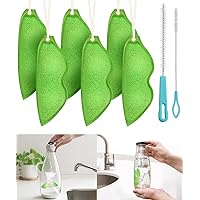 Magic Beans Bottle Cleaner, Bottle Cleaning Sponge, Cleaning Sponge, Beans-Shaped Bottle，Reuseable Bottle Cleaning Sponge, Heat Resistance Bottle Sponge for Internal Cleaning of Small Mouth(Green)