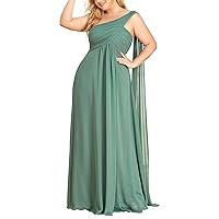 Ever-Pretty Womens One Shoulder Ruched Empire Waist Chiffon Maxi Plus Size Bridesmaid Dresses 09816-PZUSA
