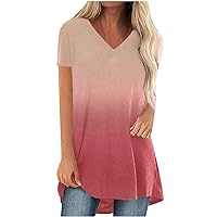 Women's Fashion 2023 Casual Loose Round Neck Short Sleeves Printed T-Shirt Tops Blouses and Tops