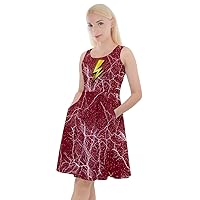 CowCow Womens Skater Dress with Pockets Halloween Witches Bats Skull Ghost Pumpkin Monster Knee Length Dress, XS-5XL