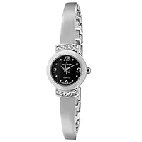 Peugeot PP Women's Half Bangle Bracelet Wrist Watch - Cristal Accented with Metal Strap
