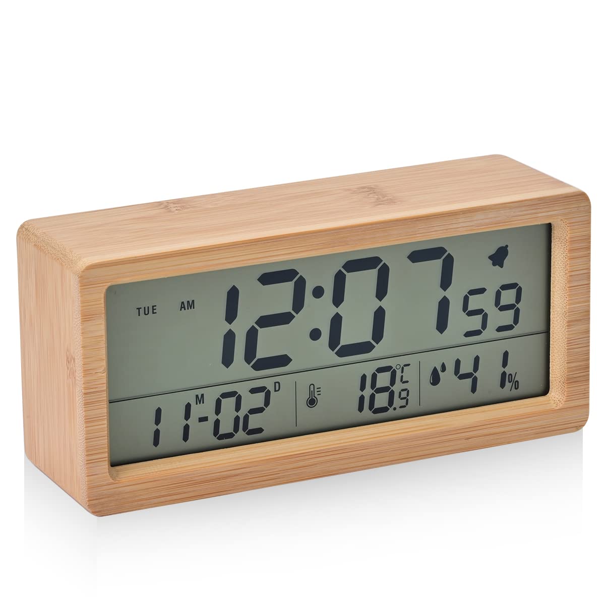 Mua Digital Alarm Clock, Battery Operated, Wooden Table Clock, Humidity and  Temperature Detection, Electronic Clock, LCD, Easy to Carry, Suitable for  Bedroom, Bedside Table, Desk, Office, Kids, Family (Bamboo Color) trên  Amazon
