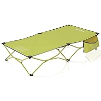 Joovy Foocot Travel Cot Featuring a Steel Frame and Tough Polyester Fabric, Storage Pocket, and Easily Folds into Included Travel Bag – Holds Kids Up to 48” Tall or 75 Lbs (Green)
