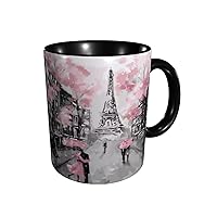 Paris Street Eiffel Tower Coffee Mug 11oz Ceramic Tea Cup for Women Men Birthday Gifts Office Home Microwave Funny Novelty