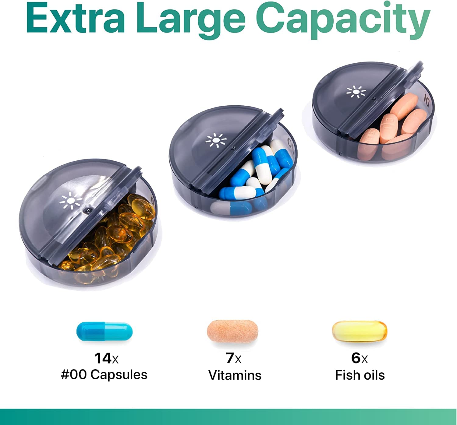 Weekly Pill Organizer 7 Day 2 Times a Day, Sukuos Large Travel Pill Box for Pills/Vitamin/Fish Oil/Supplements, Daily Medicine Organizer Box, BPA Free Pill Case, Easy to Clean