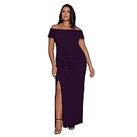 Xscape Women's Plus Size Long Off The Shoulder Scuba Crepe Dress