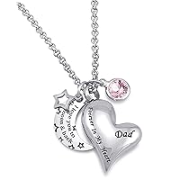 YOUFENG Urn Necklaces for Ashes I Love You to the Moon and Back for Dad Cremation Urn Locket Birthstone Jewelry