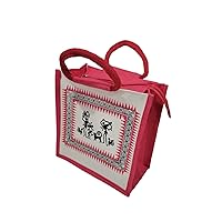 FestiveVibe- Burlap bags with handles| Jute Bag with Warli print | Jute Bag | Jute Lunch Bag | Printed Jute Bags|Return Red Yellow Orange Green Blue
