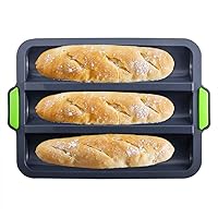 Silicone Baguette Pan Non-stick French Bread Baking Mould, 3 Wave Baguette Tray Loaf Pan 11