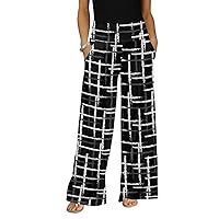 Women's Wide Leg Pants with Pocket with Crosshatch