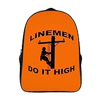 Lineman Do It High 16 Inch Backpack Adjustable Strap Daypack Double Shoulder Backpack Business Laptop Backpack for Hiking Travel
