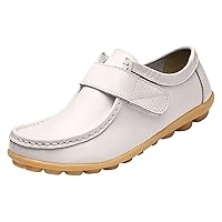 Women's Leather Softsole Slip-on Casual Loafers,Adjustable Comfort Non-Slip Oxford Sole Walking Driving Flat Shoes Fashionable Women's Shoes