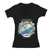 Women's Snook Robalo Sport Fish Fisherman Fishing V-Neck Short Sleeve T-Shirt