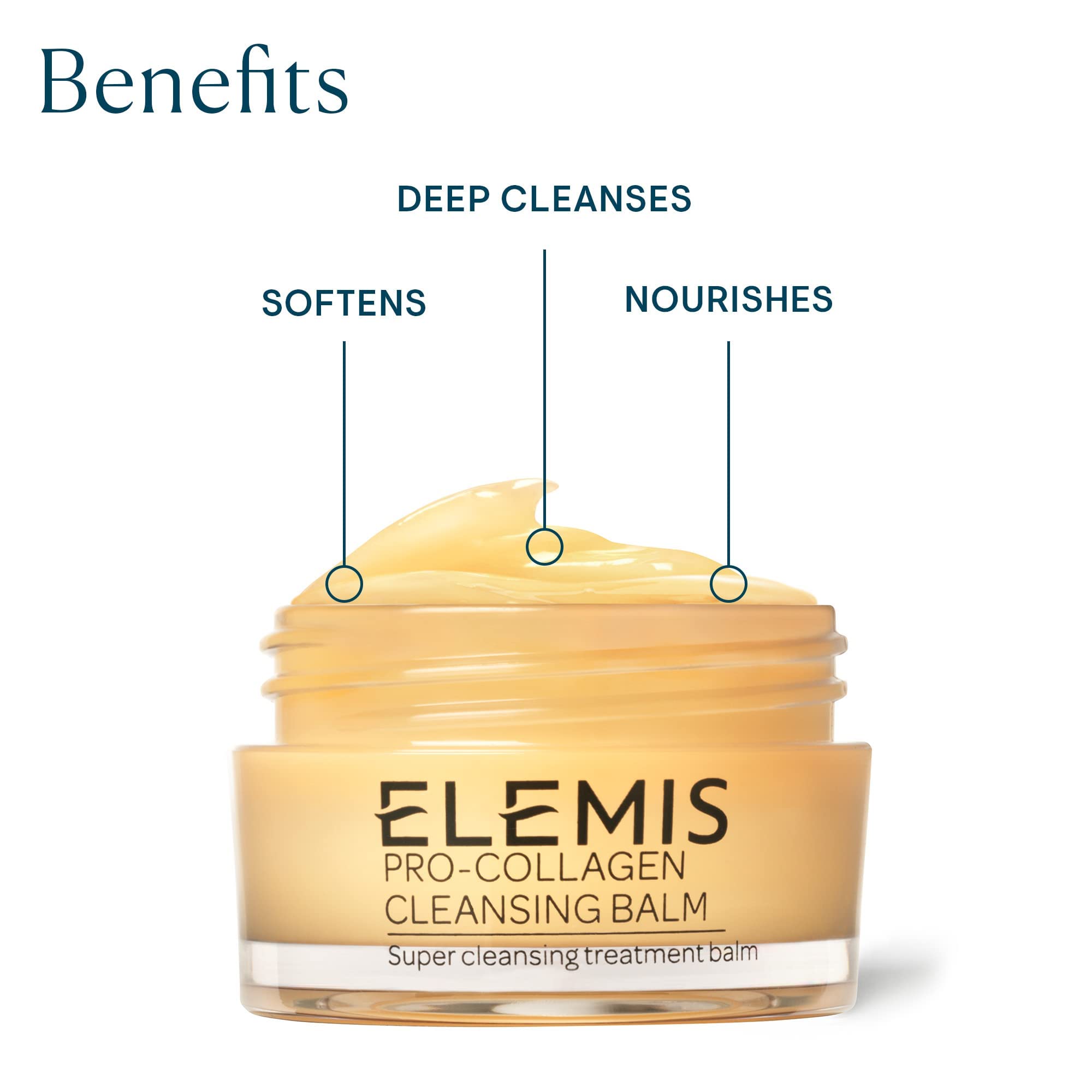 ELEMIS Pro-Collagen Cleansing Balm | Ultra Nourishing Treatment Balm + Facial Mask Deeply Cleanses, Soothes, Calms & Removes Makeup and Impurities