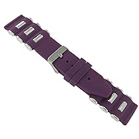 24mm Milano Trendy Silicone Purple Waterproof Metal Silver Tone Insert Watch Band Strap