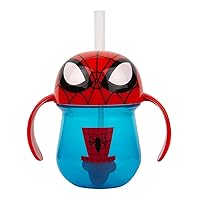 The First Years Spider-Man Trainer Straw Cup - Toddler Cups with Straw - Kids Water Bottles - 9 Months and Up - 7 Oz