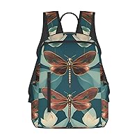 Dragonfly and lotuses print Lightweight Laptop Backpack Travel Daypack Bookbag for Women Men for Travel Work