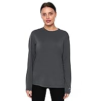 Merino Wool Base Layer Women - 100% Merino Wool Shirt Women Thermal Underwear Long Sleeve T-Shirt for Hiking (Small, 170 Grey Shingle)