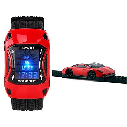 LGYNTO Kids Watches Boys Waterproof Sports Digital LED Wristwatches 7 Colors Flashing Car Shape Wrist Watches for Children,for Age 3-10