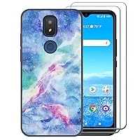 for AT&T Motivate 3 Case with Screen Protector, Cricket Icon 3/ATT Motivate 2/Cricket Splendor Case, Sky Marble Pattern Ultra Slim Thin TPU Case with Screen Protector Silicone Case -Blue