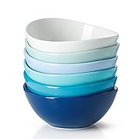 Sweese 6 Inch Porcelain 18 oz Bowls Set of 6, for Soup | Cereal | Fruits | Rice - Microwave, Dishwasher, and Oven Safe - Cool Assorted Color
