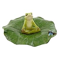 Top Collection Miniature Fairy Garden and Terrarium Frog Meditating on Lotus Leaf with Dragonfly Figurine