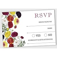 50 Blank RSVP Cards with White Envelopes Floral 4