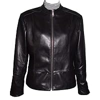 18P Size Women 4038 Petite Fashion Lamb Leather Scuba Jacket Black