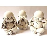 New Three Wise Monkeys Monk Figurines Set, Baby Buddha Statue, See No Evil, Hear No Evil, Speak No Evil, Zen Sculpture, Home Décor