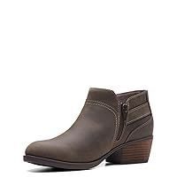 Clarks Women's Charlten Grace Ankle Boot, Taupe Oily Leather, 7.5