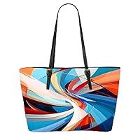 Vibrant Abstract Movement 1 Leather Tote Bag 3d