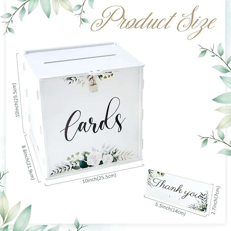 Mua OurWarm White Wedding Card Box with Lock, PVC Gift Card Box ...