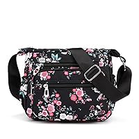 YYW Women Multi-pocket Bags Cross-body Printed Shoulder Bag Large Capacity Crossover Stylish Messenger Bag with Adjustable Chain Strap for Ladies Shopping Hiking Daily Use